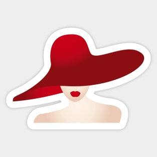 Portrait of the lady with the red hat Sticker